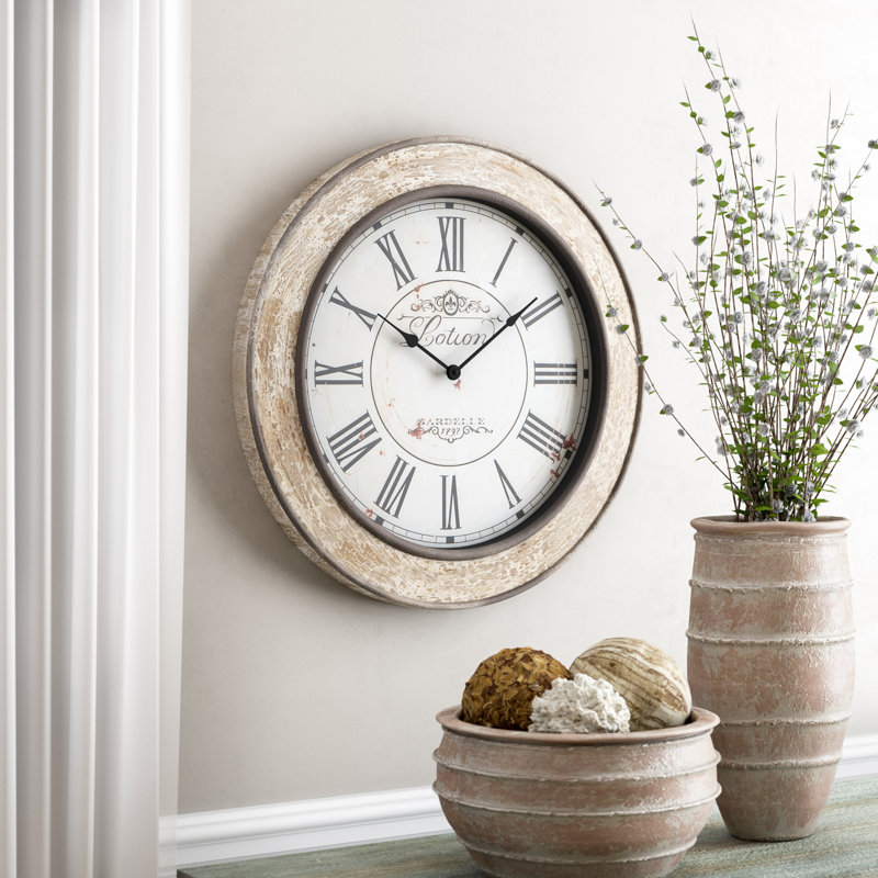 One Allium Way 24" Round Wood Wall Clock & Reviews Wayfair